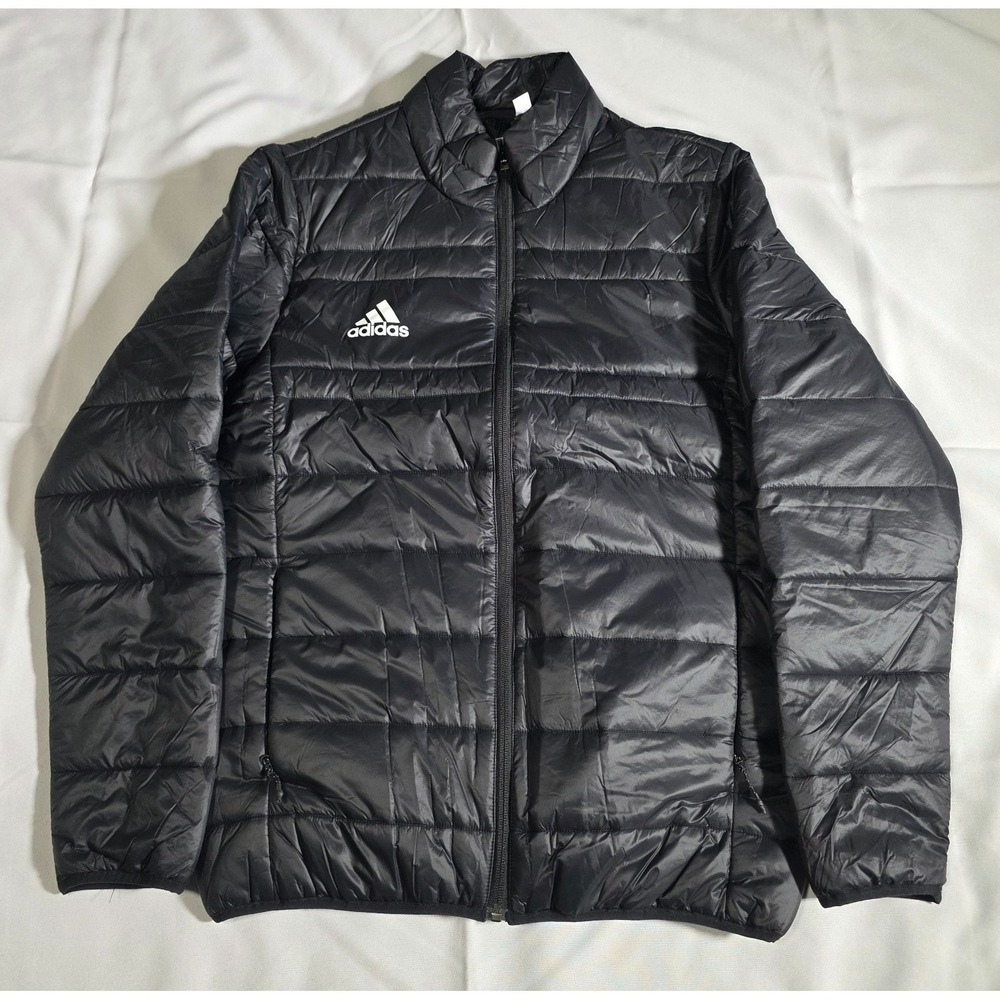 Adidas Men's Small Black Lightweight Puffer Jacket Full Zip Quilted